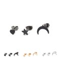 thumbnail image 3 of Ensemble de 3 Pcs Boucles d'Oreilles Femme Étoile Lune Cœur Boucles d'Oreilles Fille Soirée Fête Bal Boucles d'Oreilles Punk Clous d'Oreilles en Strass, 3 of 7