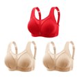thumbnail image 1 of fheaev Summer Savings Clearance Front Closure Bras For Women Full Coverage Bra 3PC Women Bras Plus Size Behind Buckle Comfortable Breathable Exhaust Base Non-Steel Ring Non-Magnetic Buckle Underwear, 1 of 8