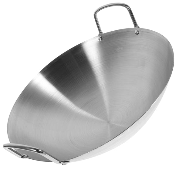 Shisuyan Stainless Steel Wok Round Bottom Wok Large Fry Pan Large Capacity Saute Pan