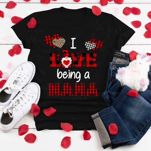 Hauts d'Été Grande Taille Femmes Décontractés Grande Taille Manches Courtes Imprimé 3D Amour Col Rond Hauts Tee T-Shirt Blouse Col en V T-Shirt Femmes en Liquidation