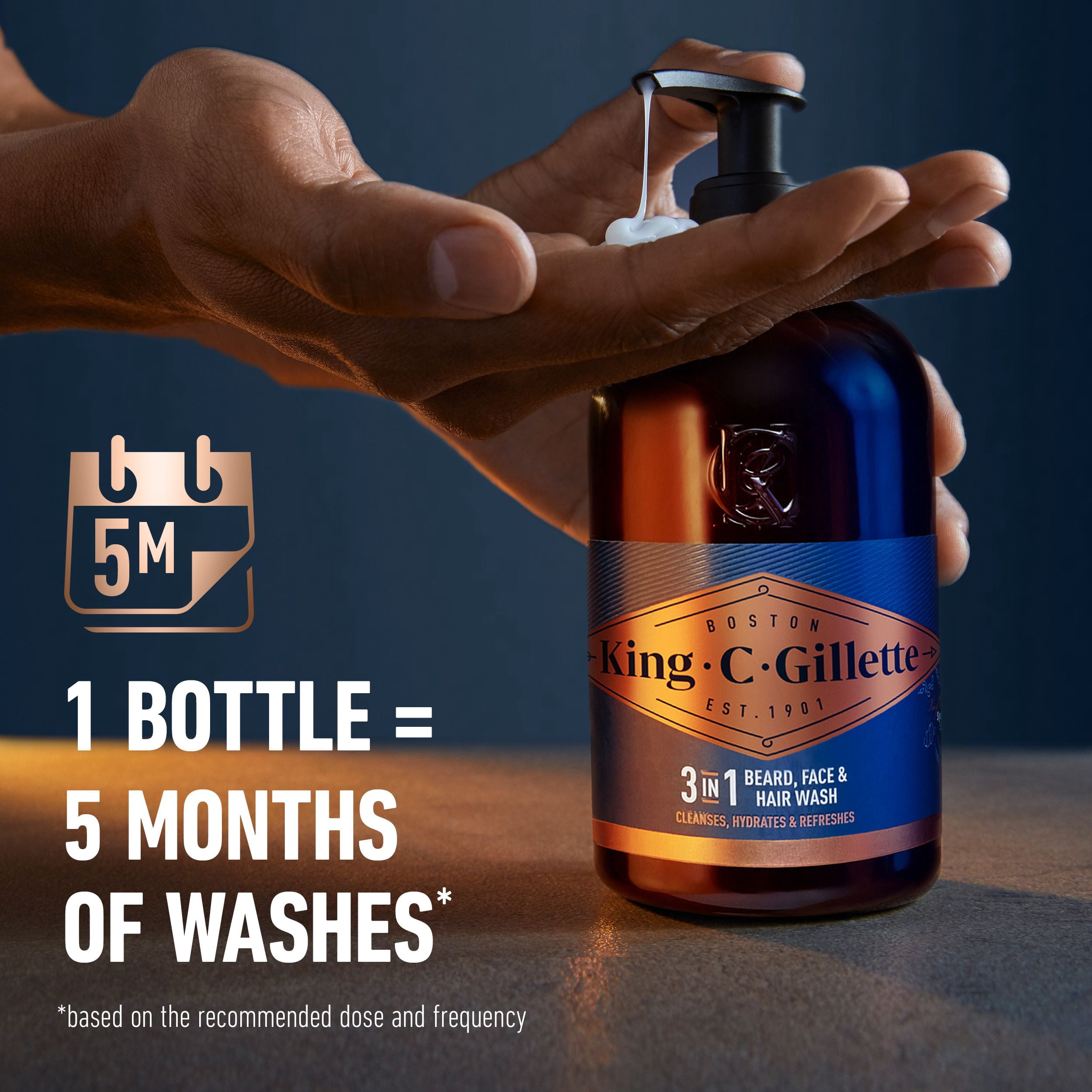 King C. Gillette 3in1 Beard, Face & Hair Wash with King C. Gillette Signature Scent