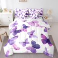 thumbnail image 1 of YST,Butterfly Collection, Ensemble de Douillette 7 Pcs avec Draps, Thème Butterfly Violet Pourpre, 7 Pcs, Double, 1 of 5