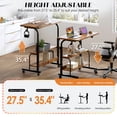 thumbnail image 3 of Soges Bureau d'Ordinateur Réglable en Hauteur de 31,5 Pouces avec Station de Recharge, Table d'Appoint Réglable Bureau Mobile pour Portable avec 2 Étagères de Rangement, Bureau Réglable sur Roulettes pour Bureau à Domicile, Sofa, Lit, Brun Rustique, 3 of 9