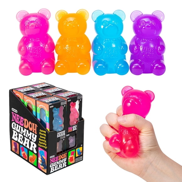 Schylling NeeDoh Ourson Gélifié - Jouet Sensoriel Anti-Stress - Couleurs Assorties - Âges de 3 à Adulte (Lot de 1)