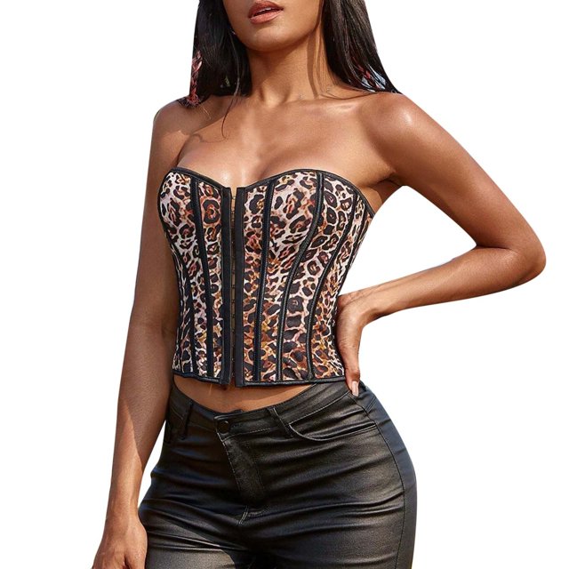 B91xZ Habillage de Poitrine pour Femmes Haut à Os de Poisson Réglable Mode Grande Taille, Café TG