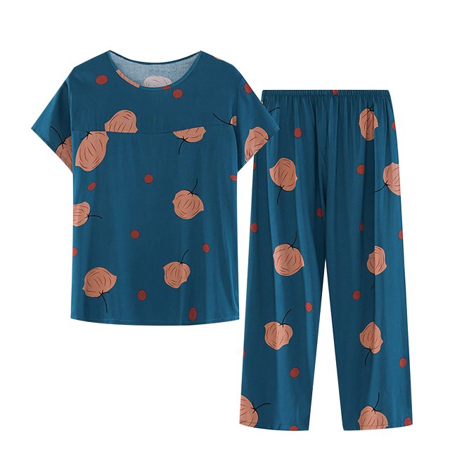 Penkiiy Ensembles de Pyjama pour Femmes à Manches Courtes et Pantalons Capri, Imprimé de Dessins Animés Mignons, 3TG Multicolore