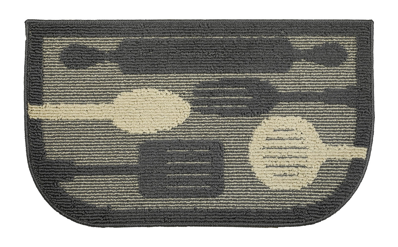 Décor Luxe Antidérapant Dos en Caoutchouc Sécurité Absorbant l'Eau Doux Durable Tissé Moelleux Tapis de Couloir Sol Intérieur Cuisine; Ustensiles Volants Gris Oblong; 20 x 48 Pouces