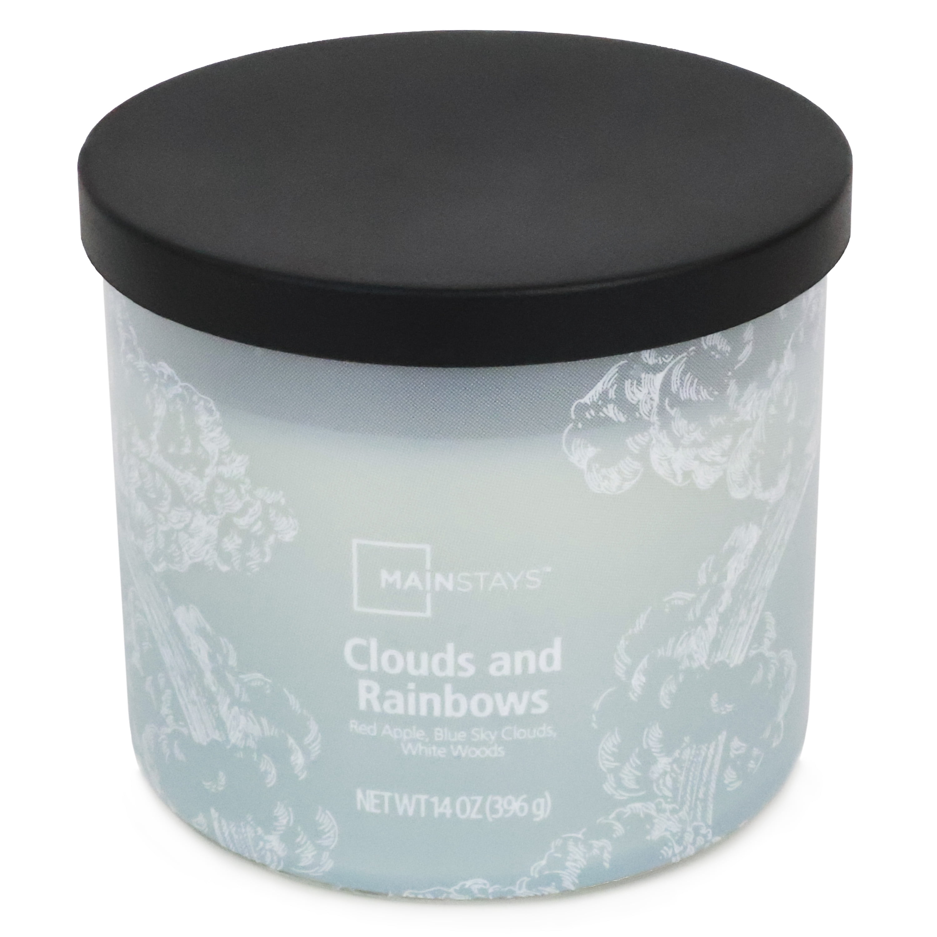 Bougie parfumée Mainstays à 3 mèches, enveloppée texturée Nuages et arcs-en-ciel, 14 oz