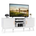 thumbnail image 1 of Gymax TV Stand Entertainment Media Console w/ 2 Rattan Cabinets & Open Shelves, 1 of 10