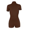 thumbnail image 4 of LOVZFMLL Combinaison à Poches Zippées pour Femmes, Col à Revers, Couleur Café TTG, 4 of 4