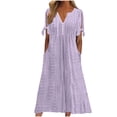 thumbnail image 2 of Babysbule Liquidation Robes d'Été pour Femmes, Mode Femmes Décontractée Ample Imprimé Papillon Col en V Manches Mi-Longues Boutons Poches Robe Longue, 2 of 6