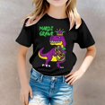 thumbnail image 2 of LUOGENLI T-Shirt pour Filles T-Shirt Décontracté Imprimé à Col Rond à Manches Courtes T-Shirt Chemise Décontractée Maxi Hauts avec Slit Boho Noir 3-4 Ans, 2 of 5