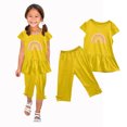 thumbnail image 5 of Chemises pour Filles, Ensemble Deux Pièces Été Col Rond Petit Imprimé Manches Courtes Manches Volantes Taille Élastique Pantalon Court, 5 of 5