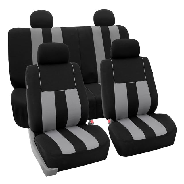 FH Group Universal Fit Striking Striped Cloth Car Seat Covers for Auto SUV VAN Airbag Compatible Full Set