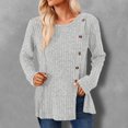 thumbnail image 1 of Birdeem Women's Solid Short Color Casual Long Sleeve New Round Neck Solid Color Panel Button Long Sleeve Loose, 1 of 12