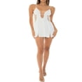 thumbnail image 1 of Women Irregular Patchwork Dress  Adults Tie-up Backless Floral Deep V-neck Spaghetti Strap Slit One-piece, 1 of 7