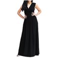 thumbnail image 1 of UPPADA 2025 Robes de Soirée Formelles pour Femmes Robe Maxi Cocktail Fête Col en V Sans Manches Invitée de Mariage Longue Robe Élégante Plissée Robes Amples Noir,G, 1 of 6