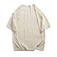thumbnail image 3 of BOBOGOJP T-Shirts pour Hommes en Coton Léger à Manches Courtes Col Rond (Beige,TG), 3 of 4
