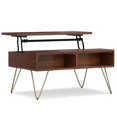 thumbnail image 1 of Simpli Home Hunter Table Basse à Plateau Relevable en Bois Massif, Brun Terre d'Ombre et Or, 1 of 14