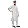 thumbnail image 2 of Atasi Button Down Asymmetric Printed Long Sleeve Rayon Kurta Pyjama Set, 2 of 4