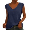 thumbnail image 1 of Pompotops Womens Solid Color Cap Sleeve Blouses T-Shirt Casual Loose Fit Basic Shirts Tank Tops, 1 of 8