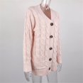 thumbnail image 4 of CHUANK Womens Boho Patchwork Cardigan Long Sleeve Open Front Knit Sweaters Coat Pockets Pink S, 4 of 6