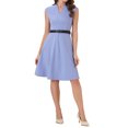 thumbnail image 2 of INSPIRE CHIC Robe de Travail pour Femme Coupe Évasée 2024 Manches Cap Robes de Bureau m Gris Bleu, 2 of 6