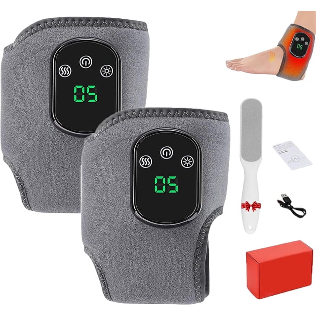 Foot Massager, Wireless Portable Heel, Arch & Ankle Wrap, 3 Vibration Modes with 5 Heat Levels, 2-Pack