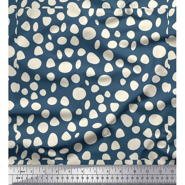 Soimoi Blue Velvet Fabric Tumble Stone Abstract Print Fabric by Yard 58 Inch Wide