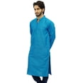 thumbnail image 4 of Atasi Ethnic Men's Long Kurta Blue Bollywood Designer Shirt Wear-Large, 4 of 7