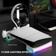 thumbnail image 3 of RGB Horizontal Cooling Station Stand for PS5 Slim Console with 2 Controller Charger, Auto Silent Cooling Fan for PlayStation 5 Slim Disc/Digital Edition with 14 Light Modes and Headset Holder, 3 of 7