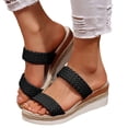 thumbnail image 1 of Dakaela Womens Wedge Slide Sandals Braided Platform Espadrilles Open Toe Summer Beach Walking Shoes, 1 of 7