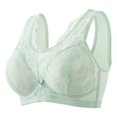 thumbnail image 1 of Virmaxy Womens Wireless Bra Oversized Gathered Comfortable Breathable Underwear (Plus Extended Buckle) Everyday Bra Embroidered Glossy Comfortable Breathable Bra Underwear No Rims Green-3 36, 1 of 2