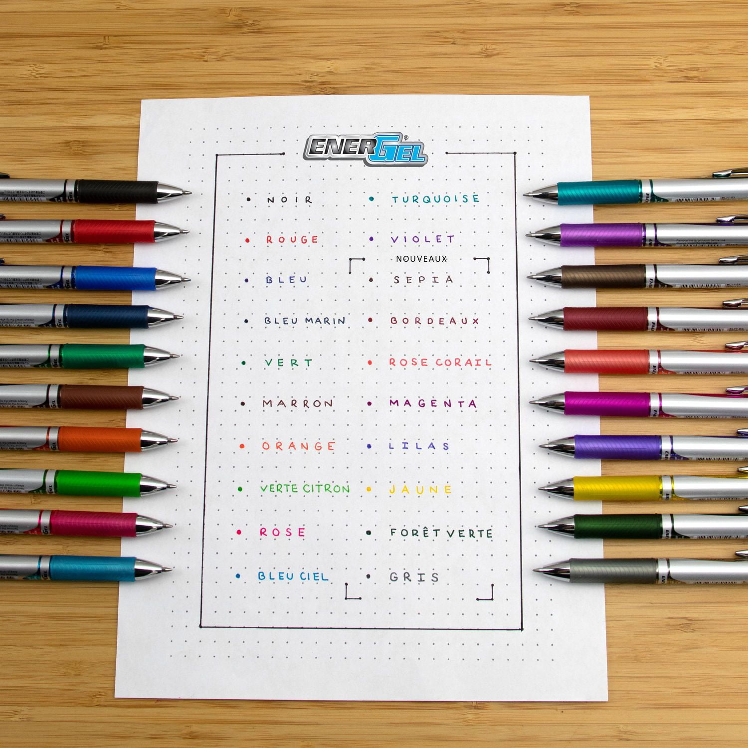 Stylo gel rétractable EnerGel, pointe moyenne 0,7 mm, paquet de 3 stylos + 4 recharges, encre bleu marine