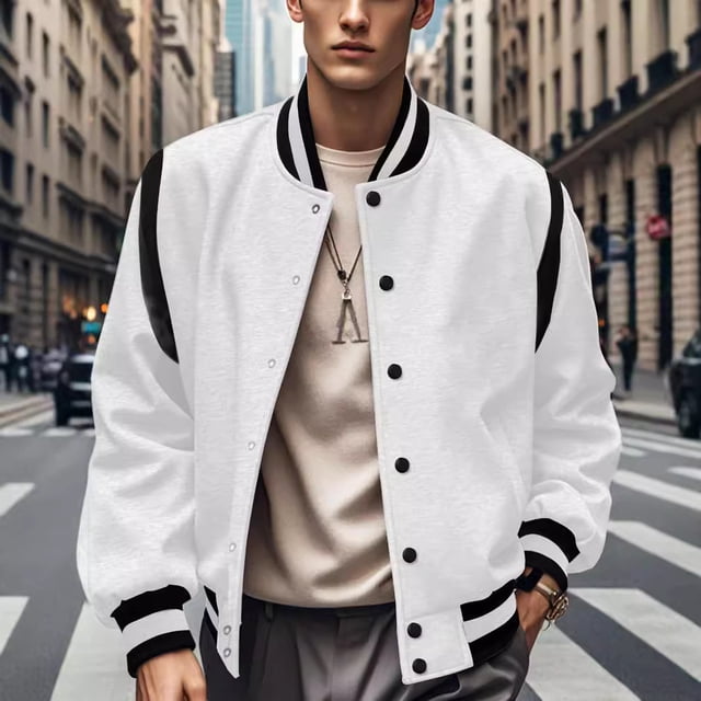 LOVZFMLL Jackets for Men Fashion Patchwork Button Up Cardigan Long Sleeved Hooded Casual Jacket