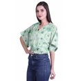 thumbnail image 3 of Moomaya Hauts Cache-Cœur pour Femmes Imprimés Taille Élastique Manches Boxy Blouse Cache-Cœur Décontractée, 3 of 4