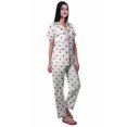 thumbnail image 3 of Moomaya Pyjama Chemise en Coton Imprimé Col à Encoche Tenue de Nuit Ensemble de Pyjama pour Femme, 3 of 6