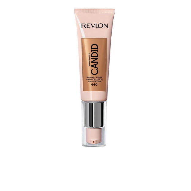 Revlon PhotoReady Fini Naturel Candide, Fond de Teint Antipollution Teinte 440, en tube Rose Doux avec une Pompe Argentée et un Bonnet Transparent, Offrant une texture Crémeuse Semblable à une Crème Hydratante Qui Se Fond Invisiblement pour une Couvrance Moyenne et Modulable avec des Ingrédients Antioxydants et Anti-Lumière Bleue, Idéal pour un Teint Uniforme et une Utilisation Quotidienne.