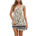 thumbnail image 2 of Ovzne Robes Grande Taille pour Femmes aux Formes Robe d'Été Robe Décontractée et Tendance pour Femmes Imprimée Col Rond Sans Manches avec Poche Robe Courte Décontractée Robe de Vacances Imprimée Liquidation, 2 of 7
