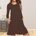 thumbnail image 3 of zanvin Hauts pour Femmes, Mode pour Dames Décontractée à Manches Longues, Robe T-shirt Ample Unie avec Poches, Chemise, 3 of 5