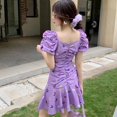 thumbnail image 4 of Mode Femmes Sexy Tube Robe Papillon Imprimé Femme Manches Courtes Stretch Robe Hip Clubwear Vacances Patry Mini Robe Blanc XL, 4 of 6