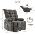 thumbnail image 4 of 270 Degree Swivel Rocker Recliner Chair, with Heat and Massage, Two Cup Holders, Oversized Single Sofa Seat, 4 of 7