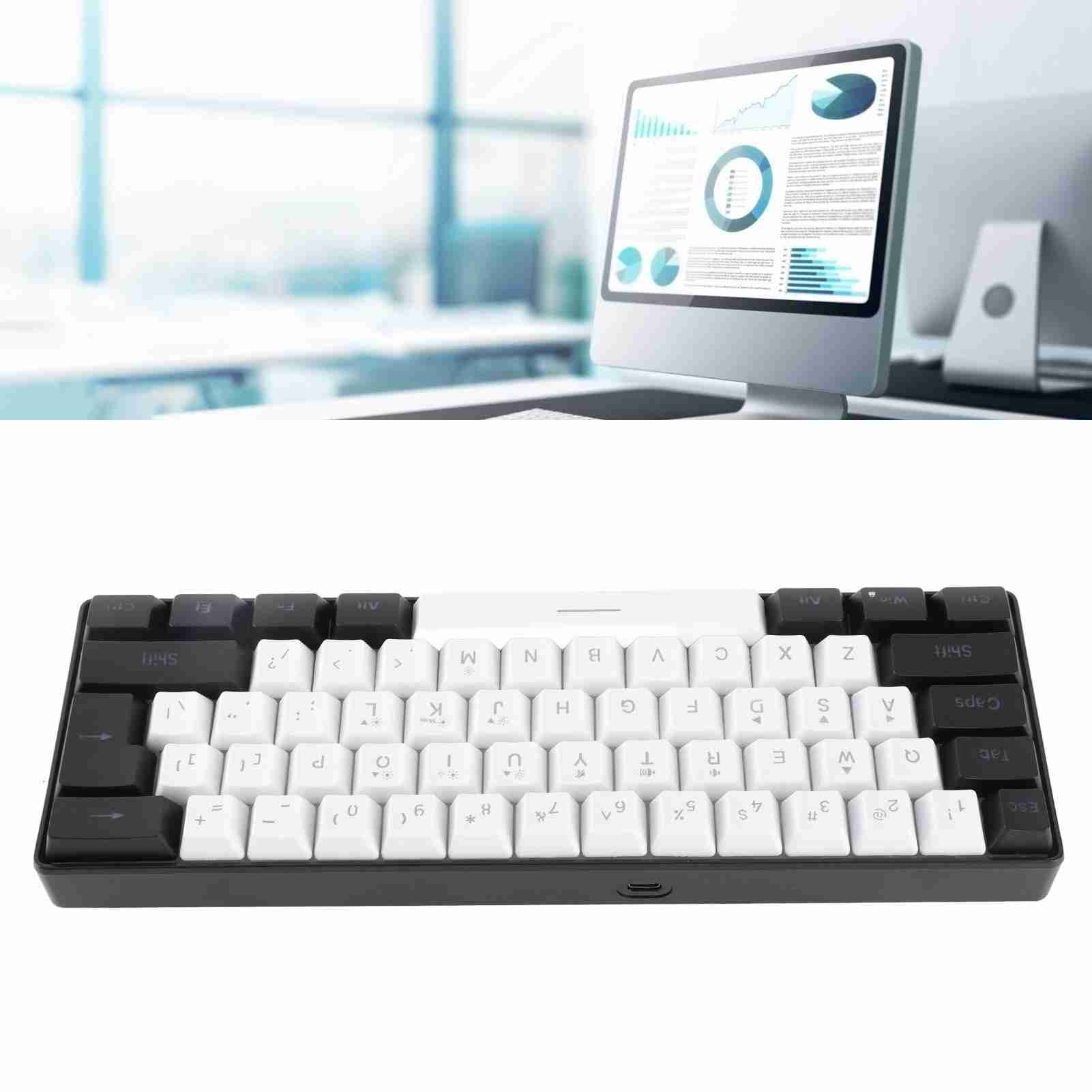 RGB Gaming Keyboard, G61 Mini Wired Mechanical Gaming Keyboard 61 Keys LED Backlight Hot Swappable Mechanical Keyboard, for Office Business, Type C Cable