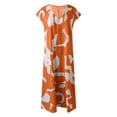 thumbnail image 4 of 2025 Robe à Col en V pour Dames à Manches Courtes, à Lacets, Imprimée, Grande Jupe, Robe d'Été pour Femmes, Robe Maxi pour Dames, Robes d'Été Décontractées pour Femmes, Robe de Saison, Robes Chemise Maxi, Robes Longueur Genou fo, 4 of 6