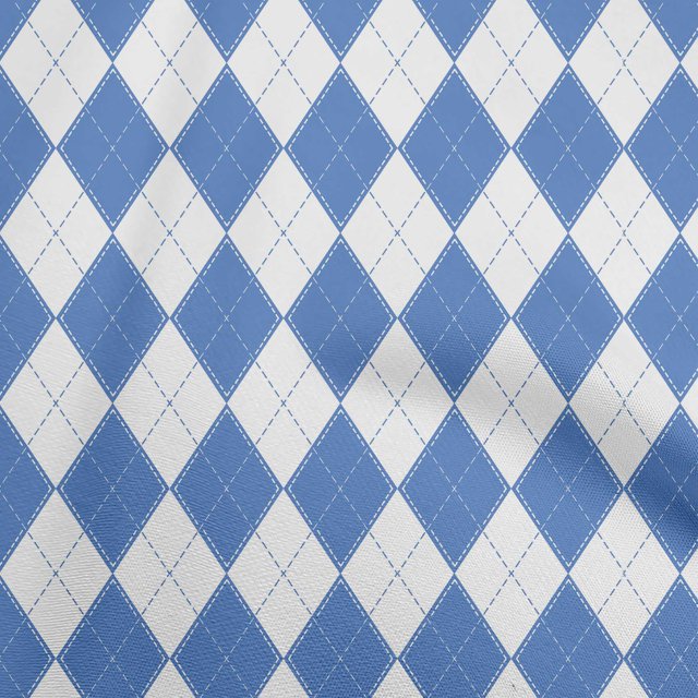 oneOone Rayon Medium Blue Fabric Check Argyle Sewing Craft Projects Fabric Prints By Yard 56 Inch Wide