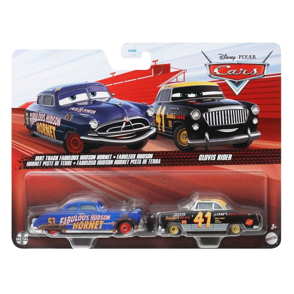 Disney and Pixar Cars Dirt Track Hudson & Clovis Rider 2-Pack, Set of 2 1:55 Scale Die-Cast Toy Vehicles