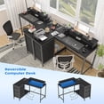 thumbnail image 4 of L Shaped Desk with Power Outlets & LED Lights, Computer Desk with Drawers & Shelves, Corner Desk Gaming Desk Home Office Desk,, 4 of 7
