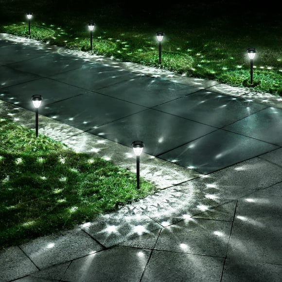Lampes Solaires Extérieures Super Lumineuses Étanches, Lot de 10, du Crépuscule à l'Aube jusqu'à 12 H, Lampes de Jardin pour Allées Extérieures à Énergie Solaire avec Allumage/extinction Automatiques, Éclairage Paysager DEL Décoratif, Blanc Froid