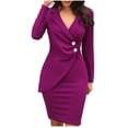 thumbnail image 2 of TIMIFIS Mode Automnale pour Femmes Blazer à Revers à Double Boutonnage pour Femmes et Ensemble Jupe Mini Taille Haute Fendue Tenues d'Automne pour Femmes, 2 of 7