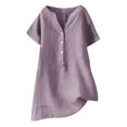thumbnail image 2 of CHUANK Womens Summer Blouse V-Neck Short Sleeve Loose Button Tunic Shirts Deals on Ladies, 2 of 7